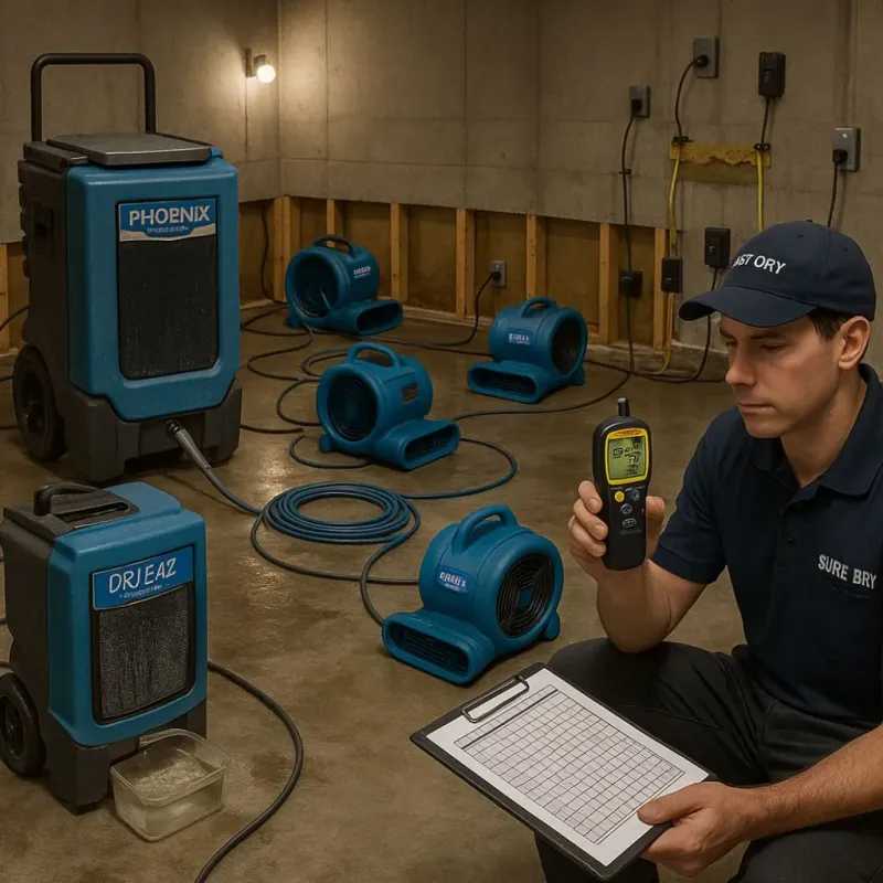 Structural Drying and Dehumidification process in West Milton, OH